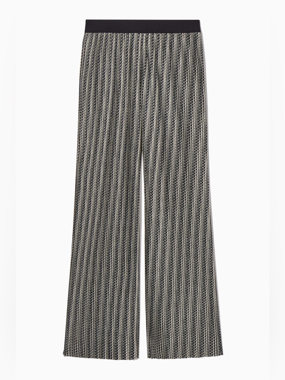 COS black and white plissé pull-on trousers size S